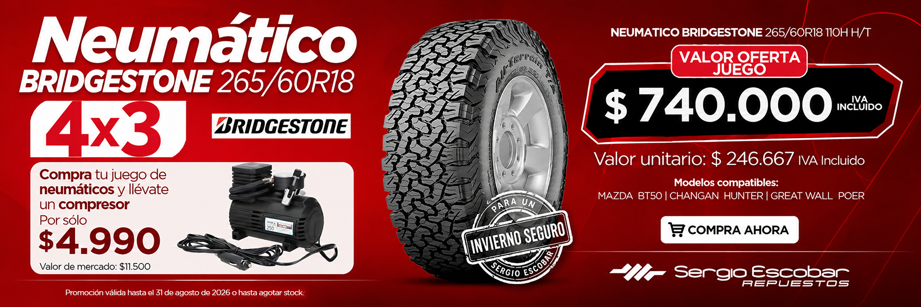 Bridgestone 265/60R18 Dueler 684 II Pack 4x3
