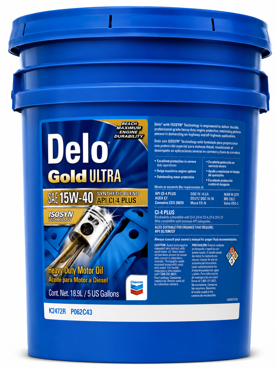 Aceite Motor Diesel Chevron Delo Gold Ultra 15W-40 18,9 Litros