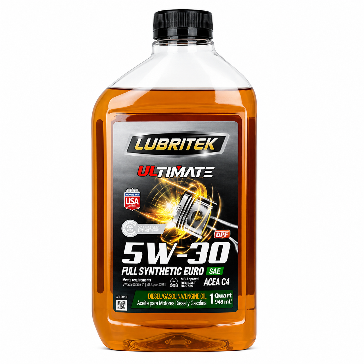 Aceite Para Motor Diesel Lubritek 5w-30 Acea C4 1/4gl